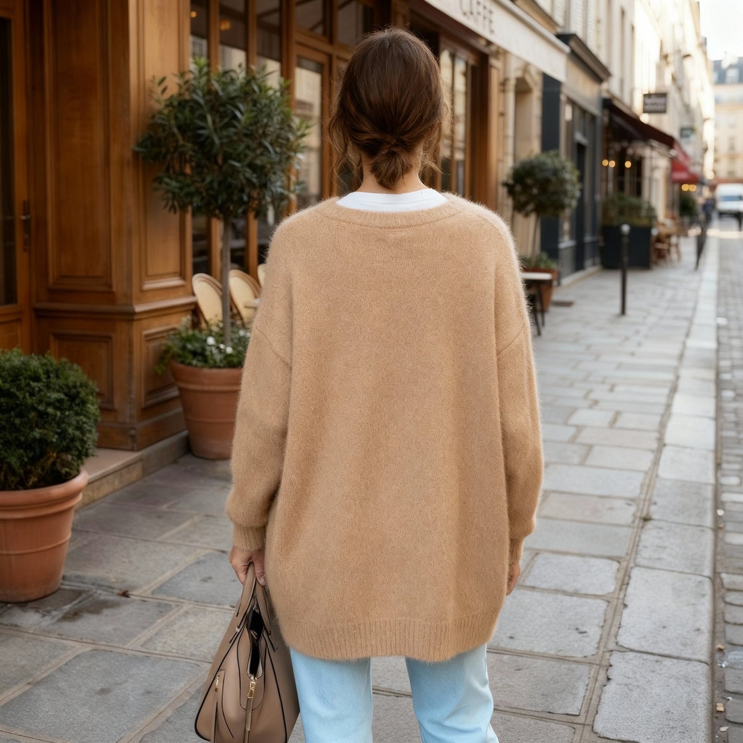 Elegant cardigan with pockets in refined knit