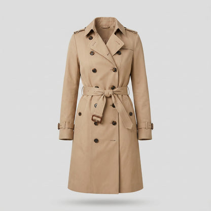 Elegant Fitted Trench Coat with Double Row of Buttons